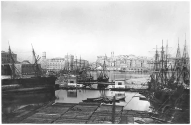 Blick auf den Hafen von Marseille, späte 19. Jahrhundert